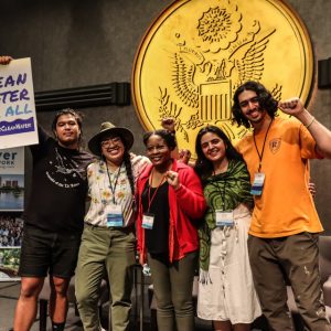 Megan Nguyen, second from left, with fellow River Rally attendees. Photo by James Mills.