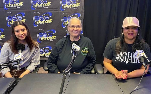 Radio Talk show with 93.5 Jamz Mountain Movin Monica talking about W.A.Parish and Fort Bend County with Air Alliance Houston Alondra Torres. Photo via Fort Bend Environmental's Facebook page.