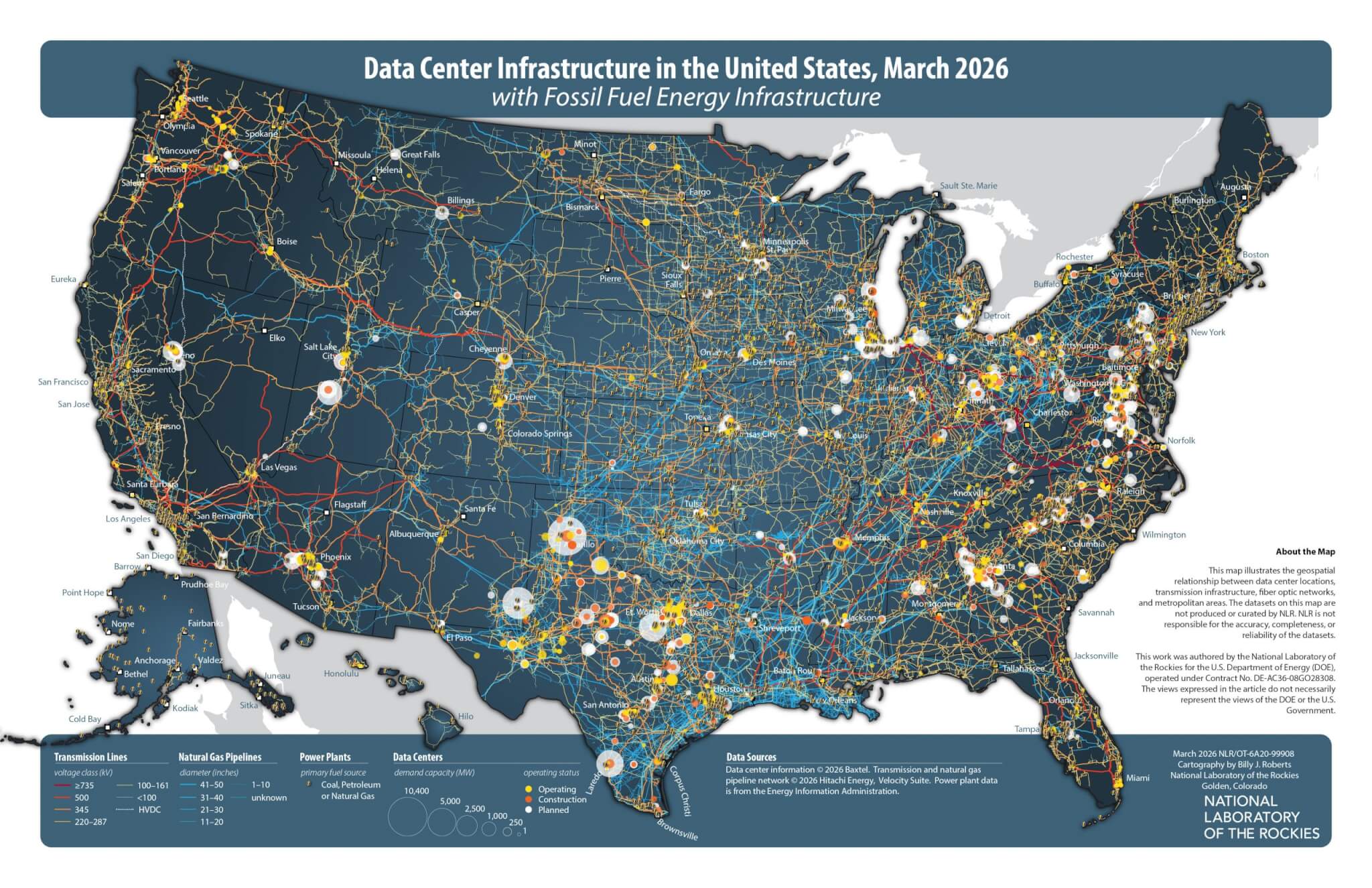 data-centers-with-power-plants-map National Laboratory of the Rockies map of data center infrastructure. www.nlr.gov/maps.