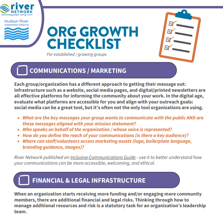org growth checklist